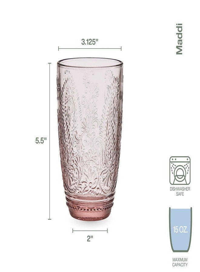 Fitz & Floyd Fitz and Floyd Maddi Highball Tumbler Cups, Set of 4, Blush - Image 3